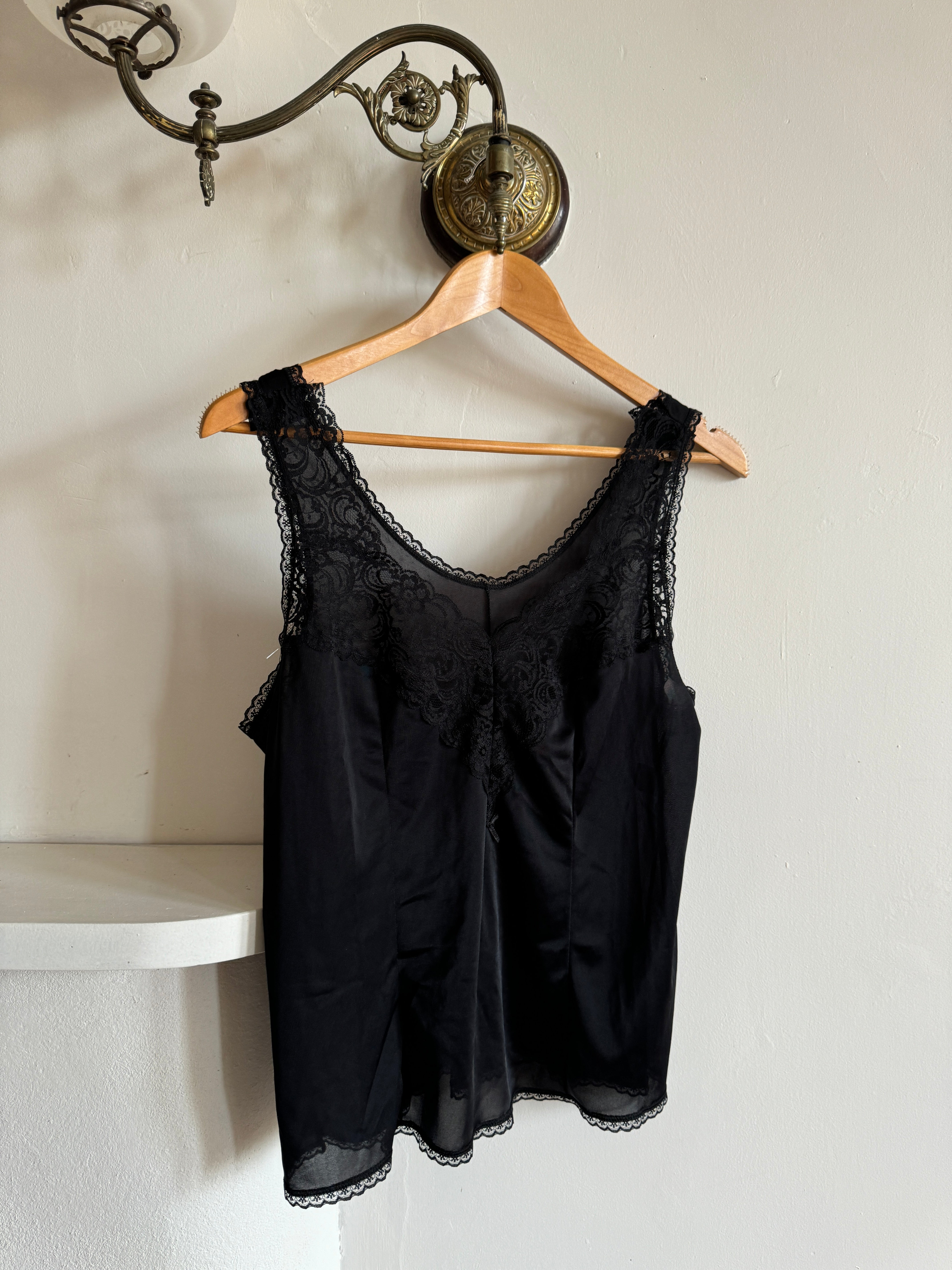 Vintage 60s Lace Nylon Camisole Black