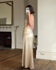 Vintage 90s Pure Silk Bias Cut Split Gown Champagne