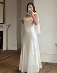 Vintage Y2K Rosette Bridal Slip Dress Champagne Satin