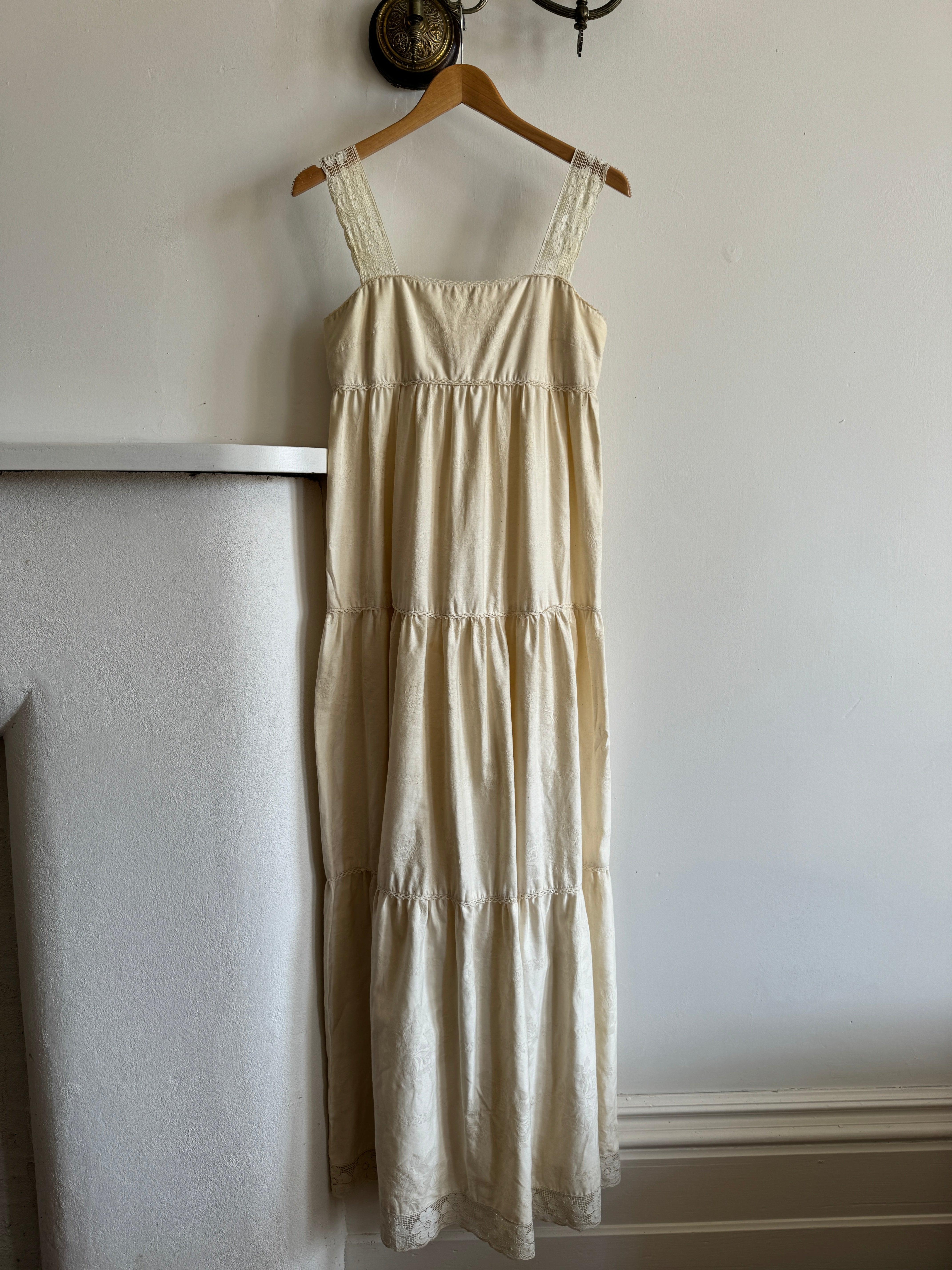 Vintage 70s Cotton Sundress Creme