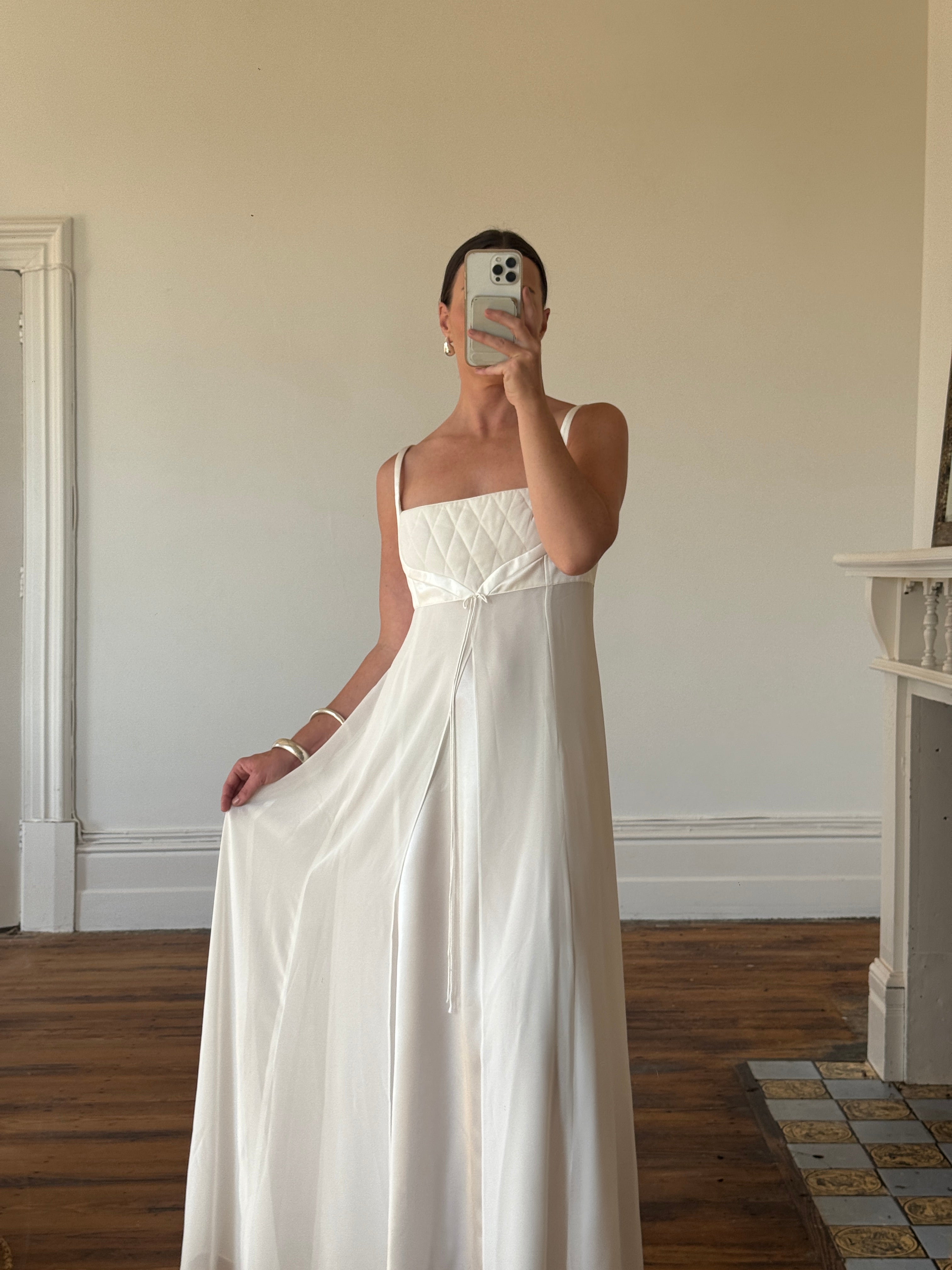 Vintage 90s Quilted Australian Made Slip Wedding Dress