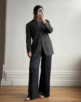 Vintage 90s Australian Made Mandarin Collar Wool Blazer Charcoal