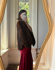 Vintage 60s Chocolate Brown Fur Scalloped Caplet