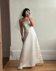 Vintage 90s Australian Made Column Strapless Satin Wedding Dress