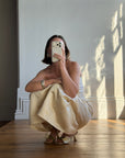 Vintage 90s Ruched Satin Two Piece Bridal Set Champagne