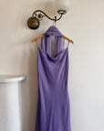 Vintage 90s Lilac Cowl Tiered Slip Dress with Scarf