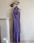 Vintage 90s Lilac Cowl Tiered Slip Dress with Scarf