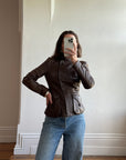 Vintage Y2K YSL Rive Gauche Leather Jacket Chocolate