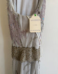 Vintage 90s Pure Silk High Front Embellished Lavender Gown