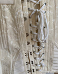 Vintage 50s Bridal Jacquard Underbust Corset Creme