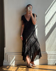 Vintage 90s Crinkle Sheer Fairy Dress Noir