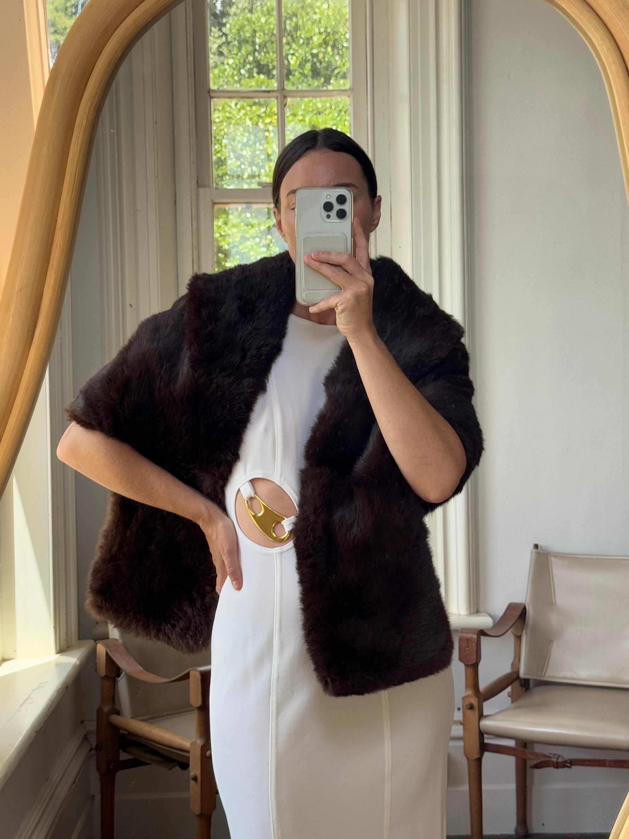 Vintage 50s Chocolate Brown Fur Stole