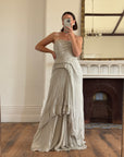 Archival Y2K J Mendel Pure Silk Beaded Wedding Dress Pale Grey