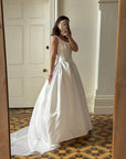 Vintage 90s Satin Princess Cut Wedding Dress