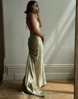 Vintage 90s Gold Shimmer Backless Gown