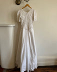 Vintage 80s Rope Embroidered Taffeta Wedding Gown