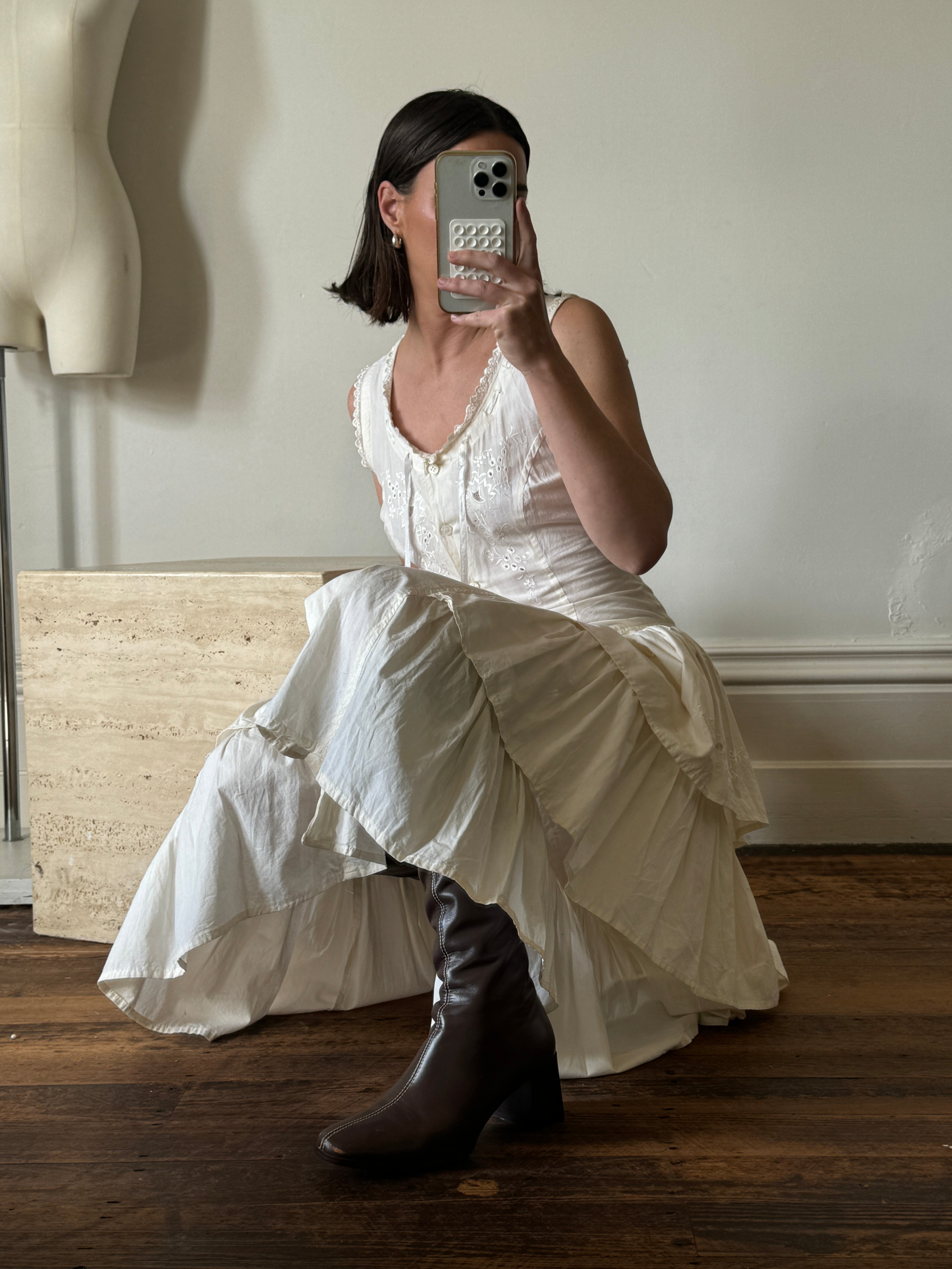 Vintage 80s Cotton Tiered Sundress
