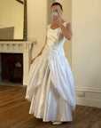 Vintage 90s Strappy Wedding Dress With Rosette Cape Pearl