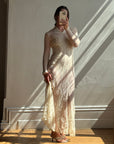 Vintage 20s Sheer Lace Bias Cut Wedding Gown