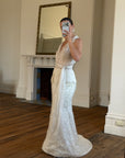 Vintage 90s Italian Organza Tie Top and Feather Skirt Bridal Set