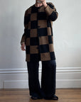 Vintage 80s Pure Wool Checkerboard Oversized Cardi