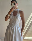 Vintage 90s Australian Made Lace Halter Satin Wedding Dress