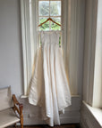 Vintage 90s Crystal Gathered Princess Satin Wedding Gown