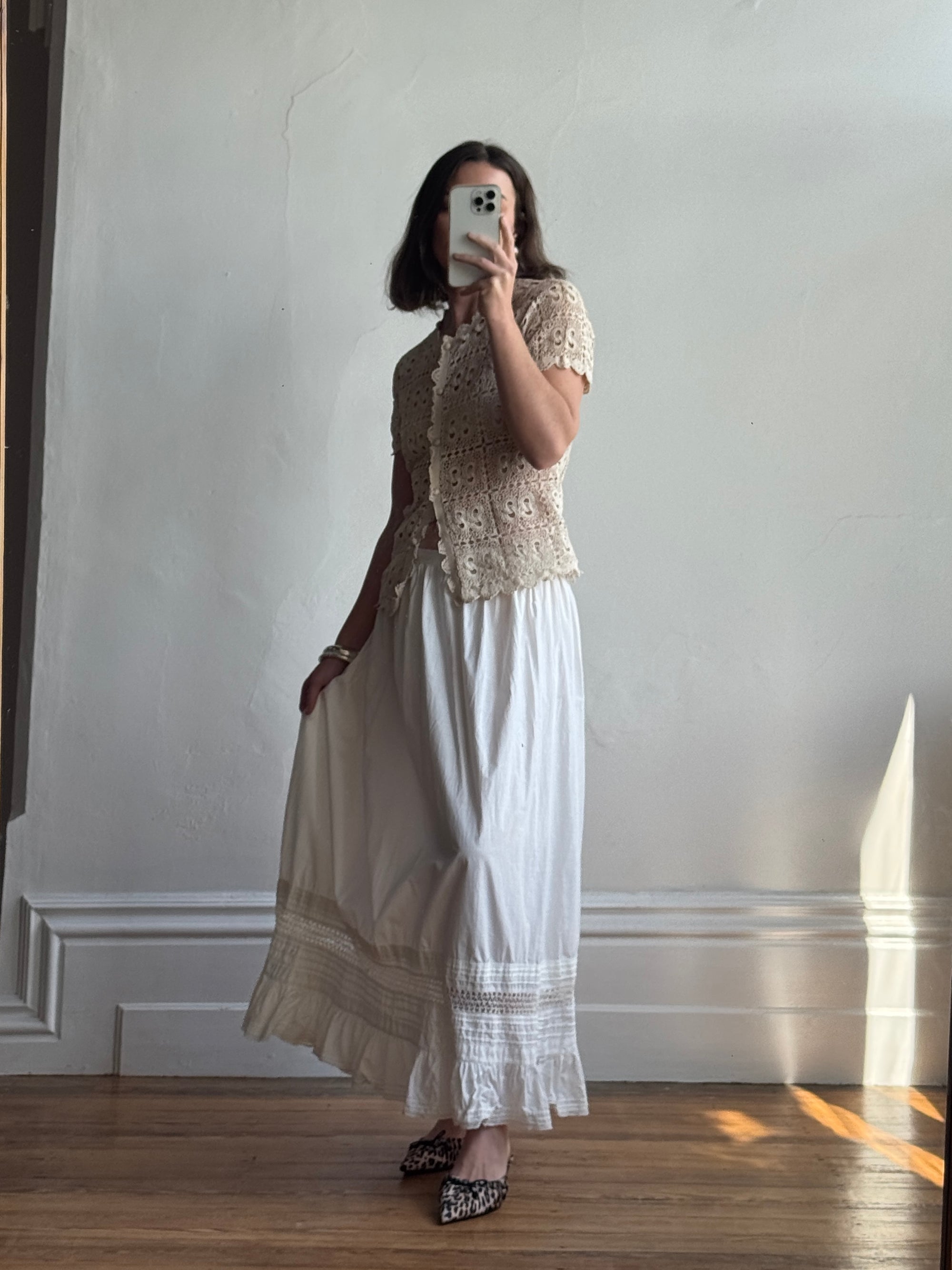 Antique Edwardian Cotton Maxi Skirt