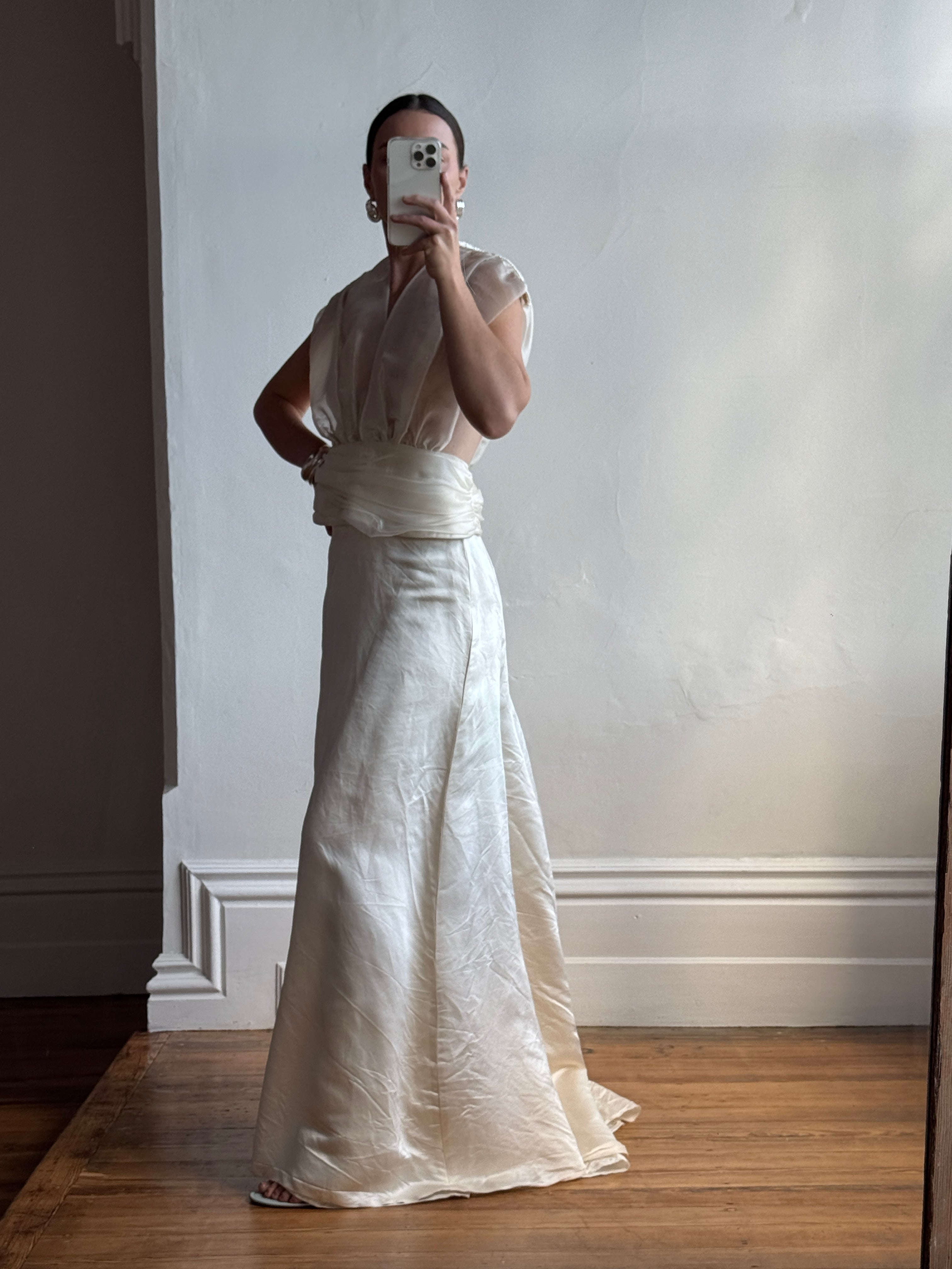 Vintage 90s Classic Satin Bridal Skirt