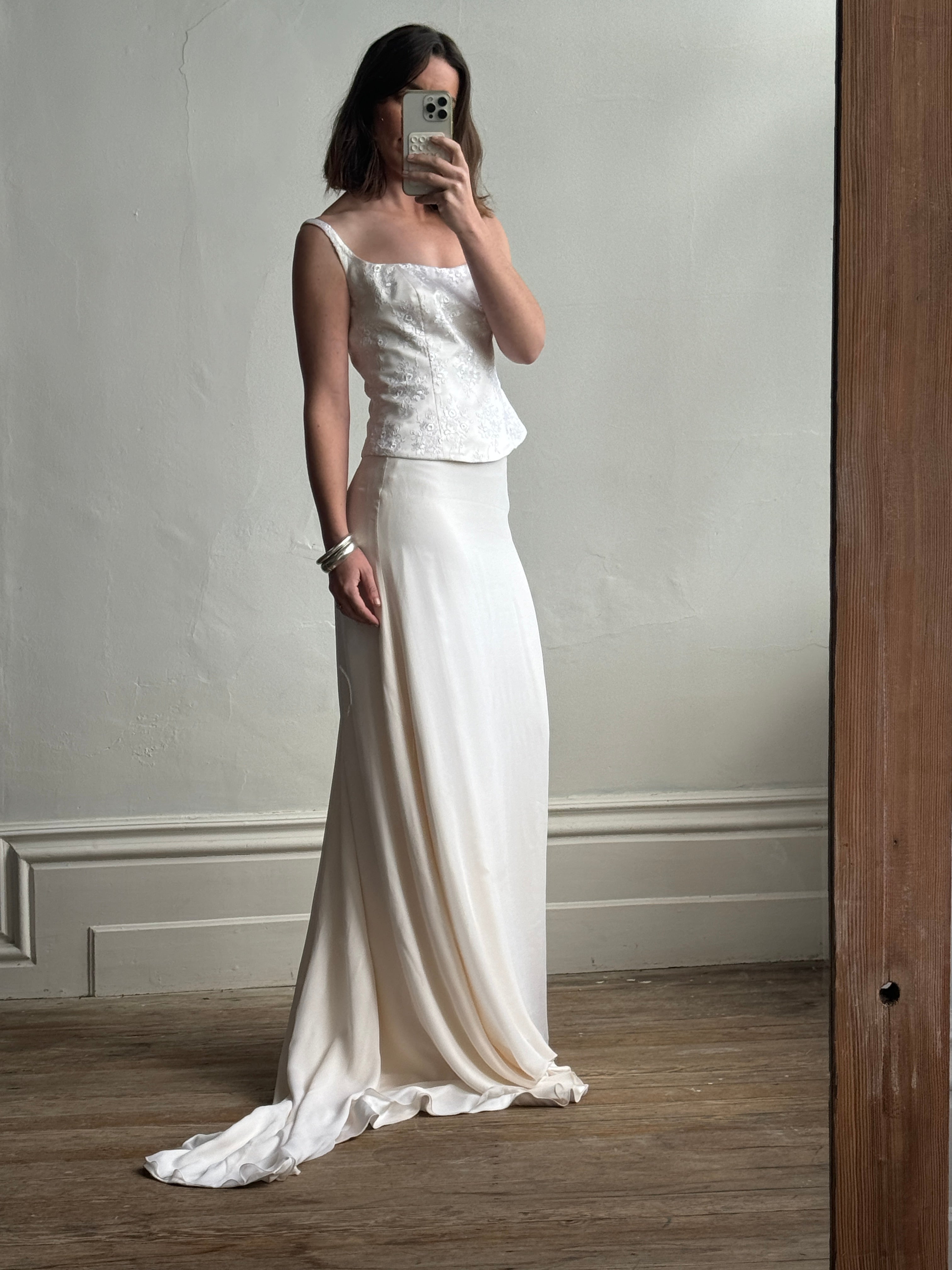Vintage 90s Two Piece Corset and Skirt Bridal Set