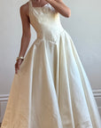 Vintage 90s Pure Silk Halter Princess Wedding Dress