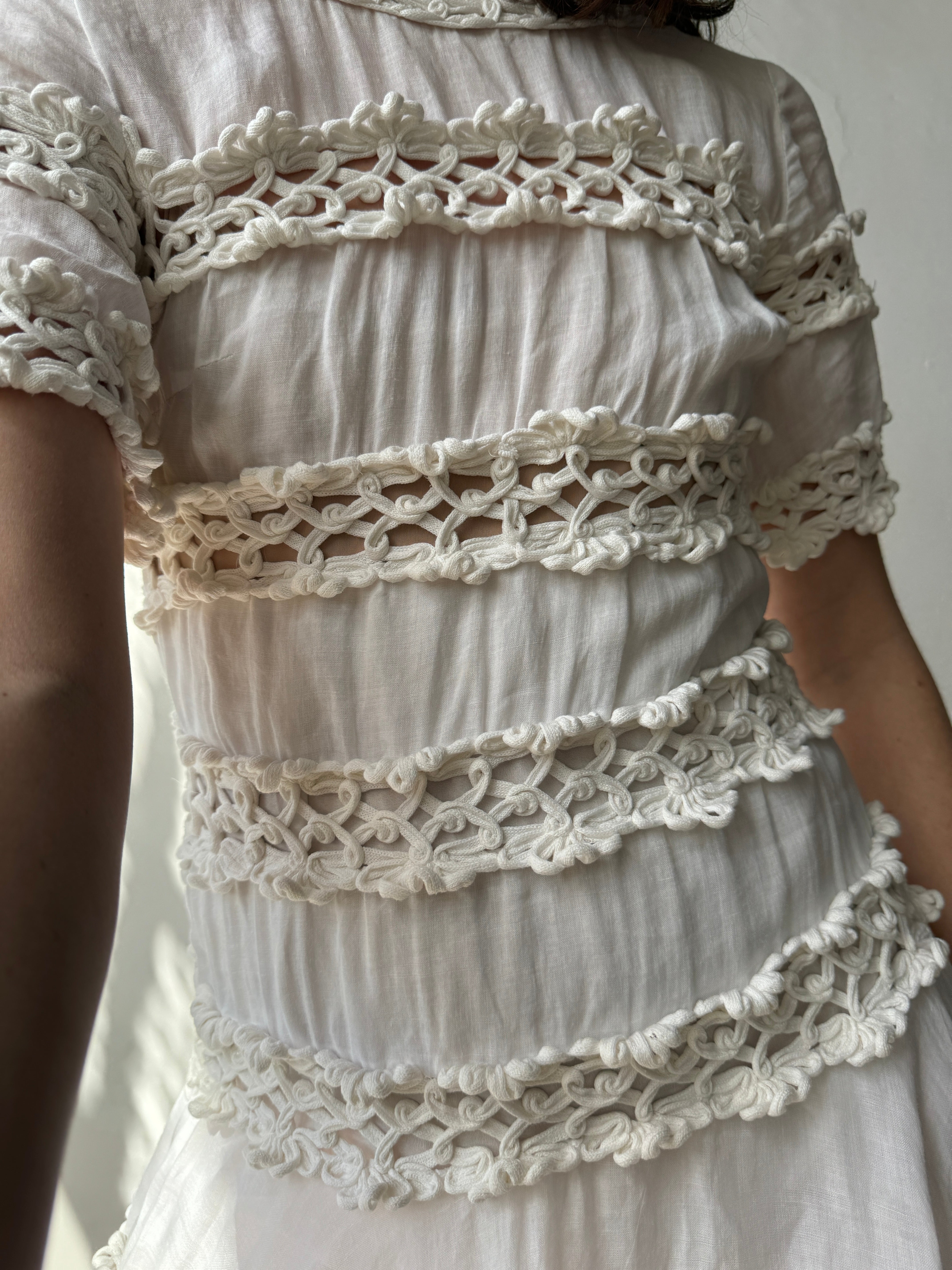 Vintage Crochet Rope Fit and Flare Mini Dress