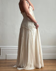 Vintage 90s Silk Chiffon Empire Wedding Gown Creme