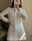 Vintage 70s Lace Button Up Micro Mini