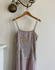 Vintage 70s Drop Waist Beaded Dress Sunrise Lilac