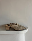 Vintage 90s Crochet Slingback Mules Creme