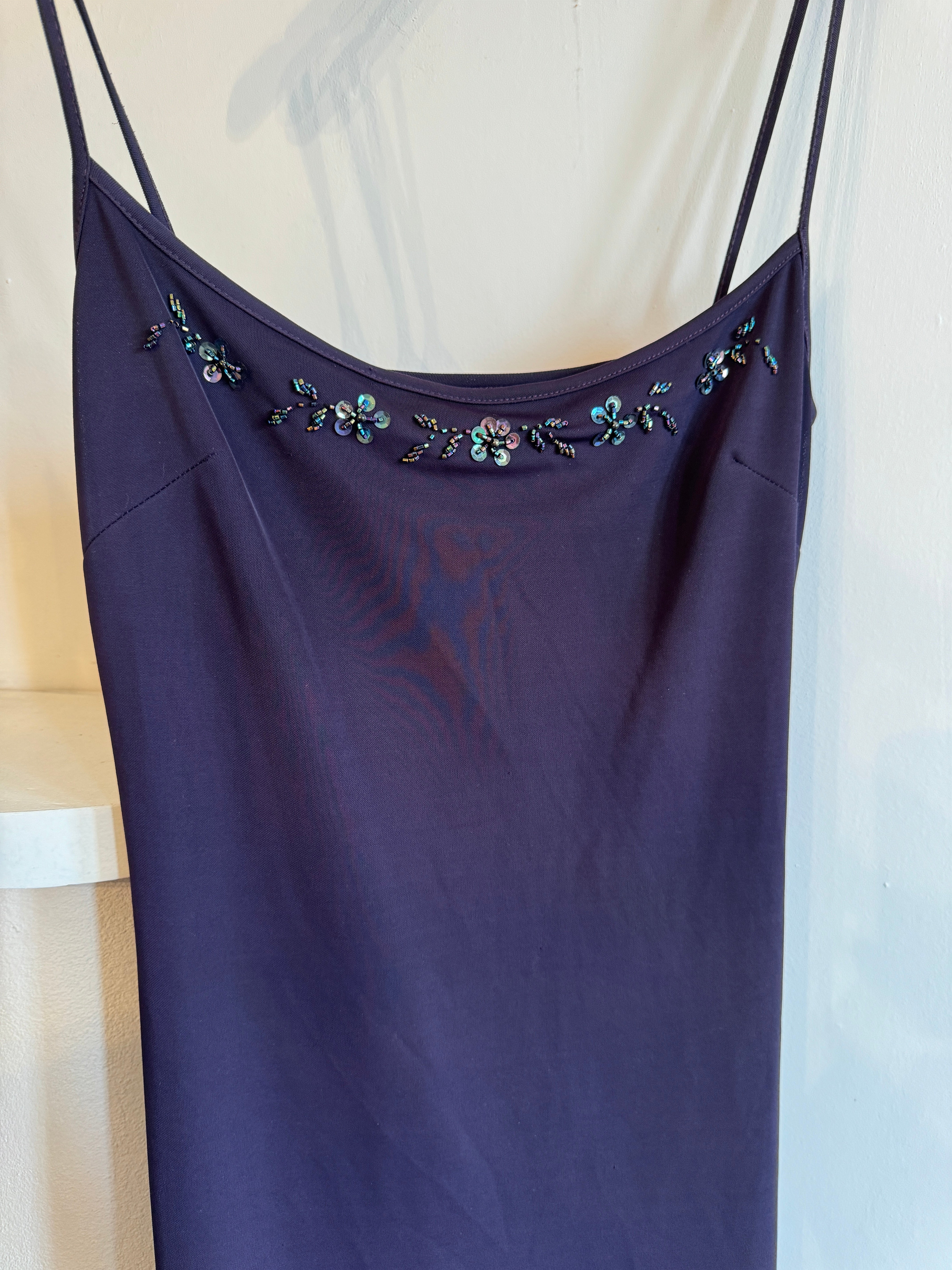 Vintage 90s Midnight Bias Strappy Dress with Sequins