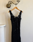 Vintage Y2K Pure Silk Sequin Fairy Dress Noir