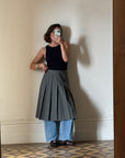 Vintage Wool Pleated Skirt Grey