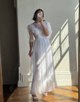 Vintage 70s Polka Chiffon Frill Wedding Dress