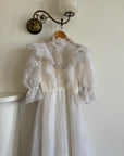 Vintage 80s Ruffled Sheer Organza Wedding Dress