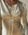 Vintage 30s Creme Liquid Satin Dress with Train and Jacket