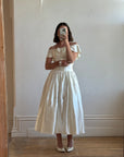 Vintage 80s Satin Tea Length Wedding Dress