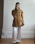 Vintage 70s Western Fringe Suede Leather Jacket Tan
