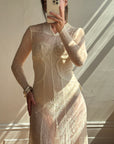 Vintage 20s Sheer Lace Bias Cut Wedding Gown