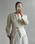 Vintage 90s Jacquard Rhinestone Jacket and Chiffon Bridal Skirt Set