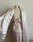 Vintage 90s Satin Classic Bow Bridesmaid Dress with Large Sash Baby Pink