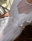 Vintage 70s Polka Chiffon Frill Wedding Dress