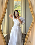 Vintage 80s Taffeta Puff Sleeve Wedding Dress Ivory