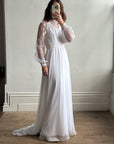 Vintage 70s Long Sleeved Boheme Bridal Dress